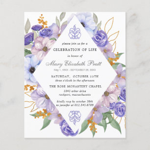PAPER Purple Floral Funeral Invitation