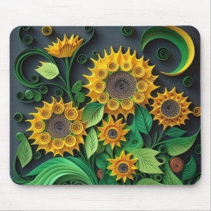 Paper Quill Sunflowers Mouse Mat
