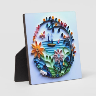 Paper Quilled Craft Tabletop Plaque w/ Easel