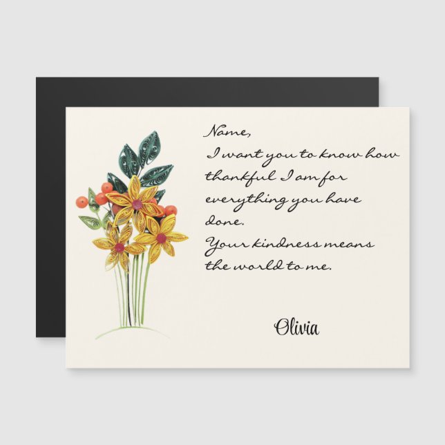 Paper Quilled Flowers All-Occasion Magnetic Card (Front/Back)