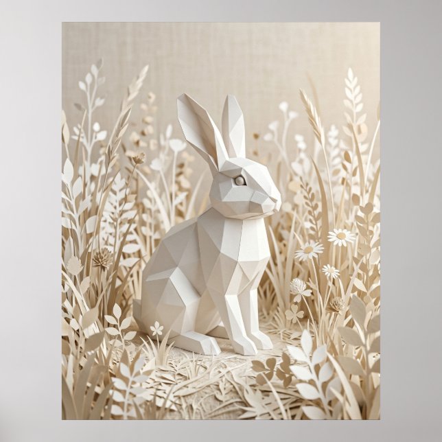 Paper Rabbit Linen Meadow Poster (Front)