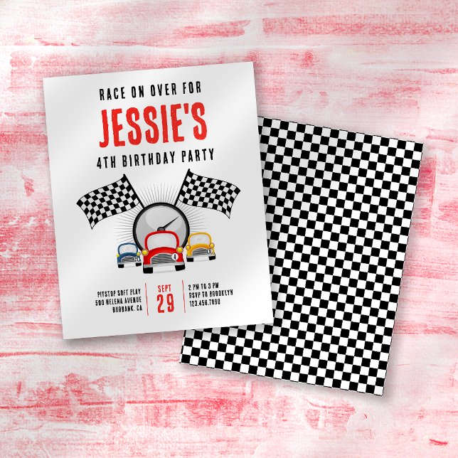 PAPER Race on Over Car Birthday Party Invitation (Creator Uploaded)
