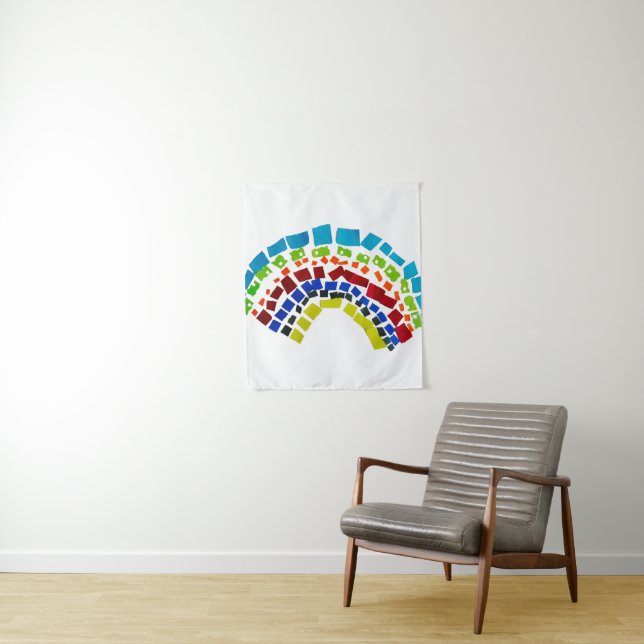 Paper rainbow tapestry (In Situ)