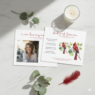 PAPER Red Cardinal Memorial Funeral Program