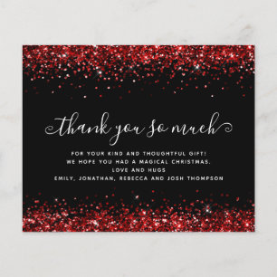 PAPER  Red Glitter Christmas Black Thank You