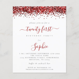 PAPER   Red Glitter Twenty First Party Invitation