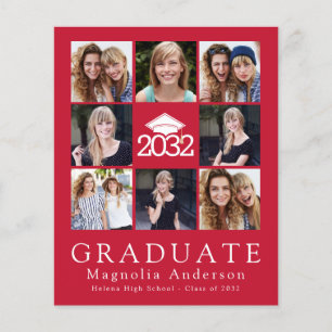PAPER Red Graduate Cap Tassel Photo Announcement