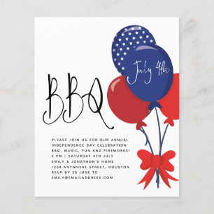 PAPER   Red White Blue Balloons July 4 BBQ Invite