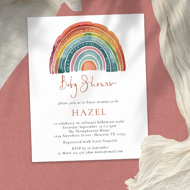 PAPER | Retro Boho Rainbow Bohemian Baby Shower (Creator Uploaded)