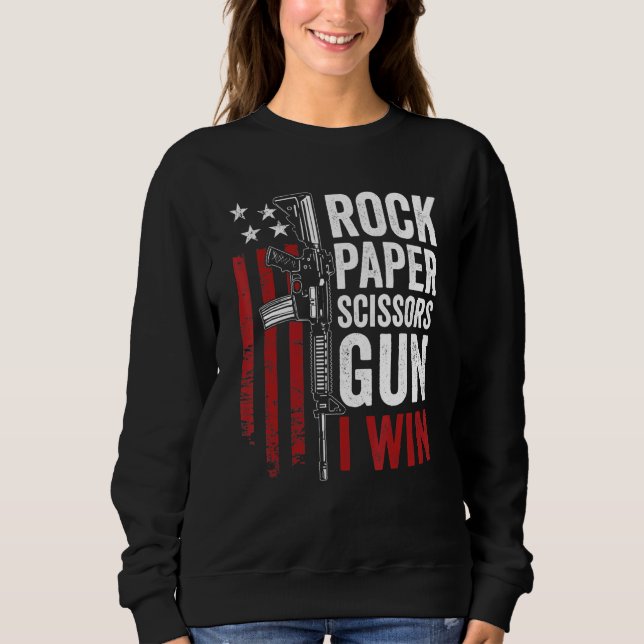 Paper Rock Scissors Gun 2a Pro Gun Dad Joke Sweatshirt (Front)