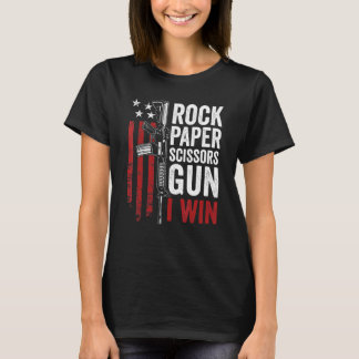 Paper Rock Scissors Gun 2a Pro Gun Dad Joke T-Shirt