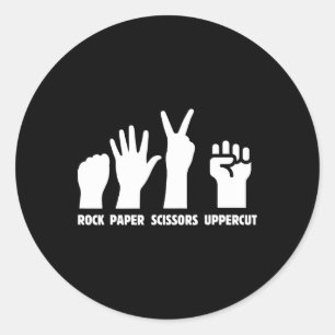 Paper Rock Scissors Uppercut Boxing Martial Arts K Classic Round Sticker