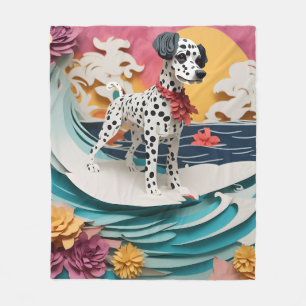 Paper Rococo Dalmatian Surfing Pastel Colours Fleece Blanket