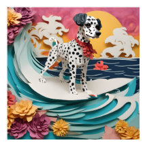 Paper Rococo Dalmatian Surfing Pastel Colours