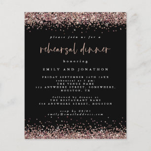 PAPER   Rose Glitter Black Rehearsal Dinner Invite
