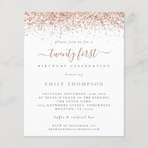 PAPER  Rose Glitter Girly 21st Party Invitation