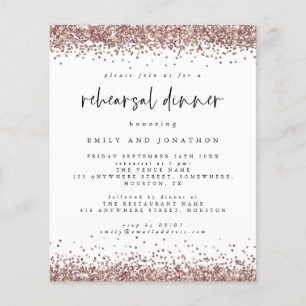 PAPER   Rose Glitter White Rehearsal Dinner Invite