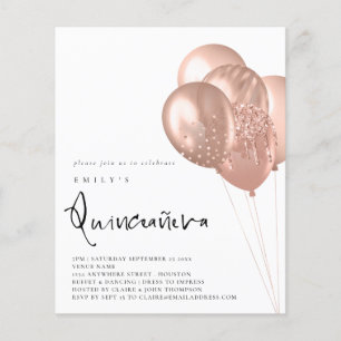 PAPER Rose Gold Balloon QR Code Quinceañera Party
