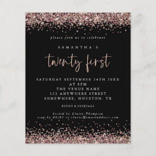 PAPER   Rose Gold Glitter Black 21st Party Invite