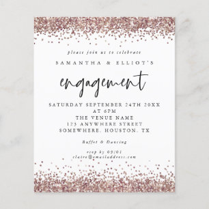 PAPER Rose Gold Glitter Engagement White Invite