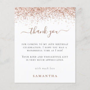 PAPER   Rose Gold Glitter Photo Sweet 16 Thank You