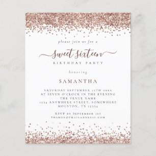 PAPER   Rose Gold Glitter Sweet Sixteen Invitation