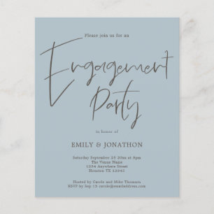 PAPER Script Engagement Party Dusty Blue Invite