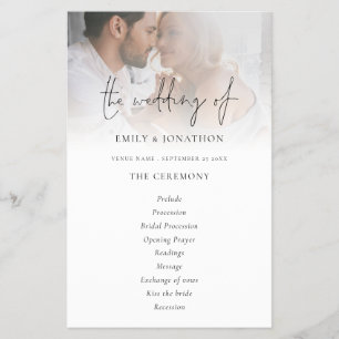 PAPER Script Photo Black White Wedding Program