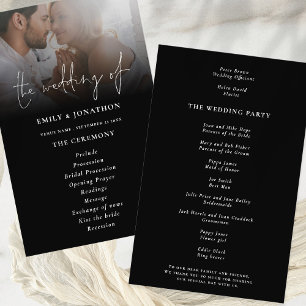 PAPER Script Photo Overlay Wedding Program Black