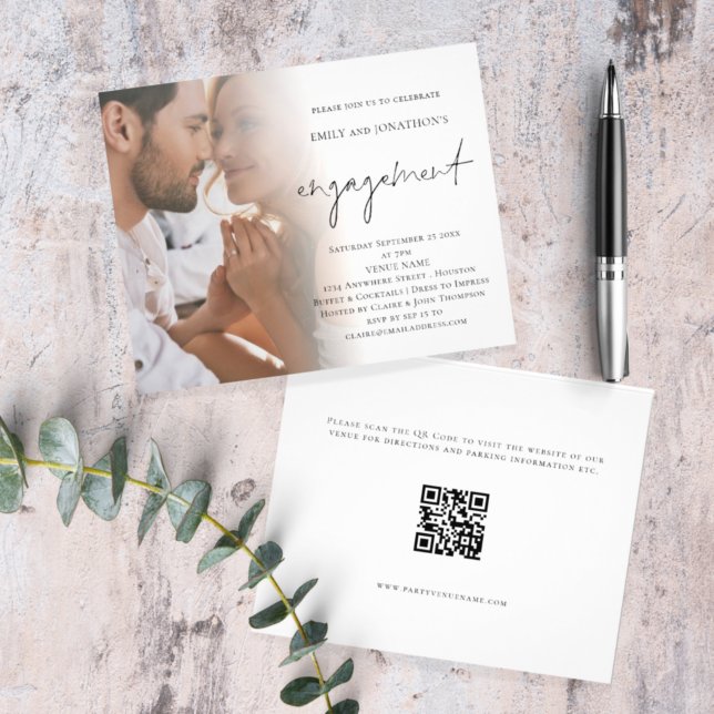 PAPER Script Photo QR Code Engagement Invitation (Creator Uploaded)