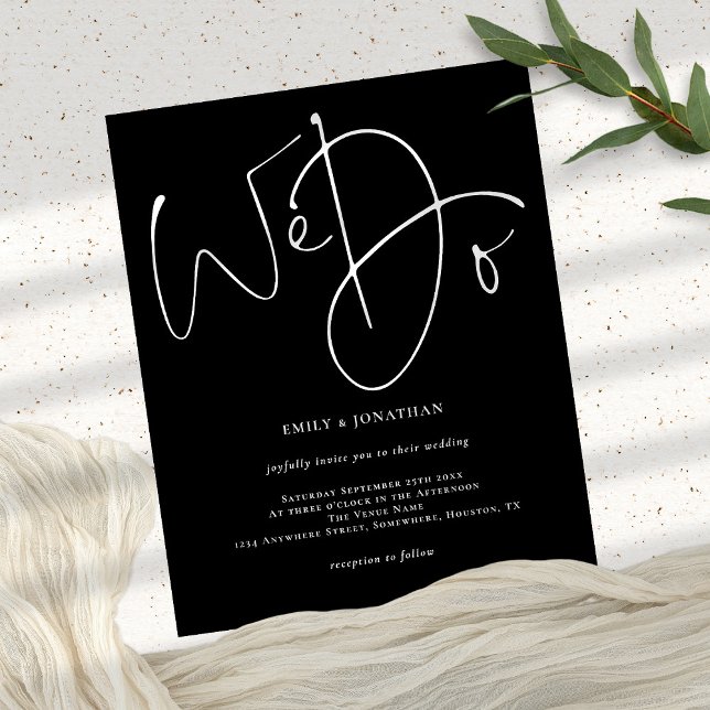PAPER Script We Do Black Wedding Invitation (Creator Uploaded)