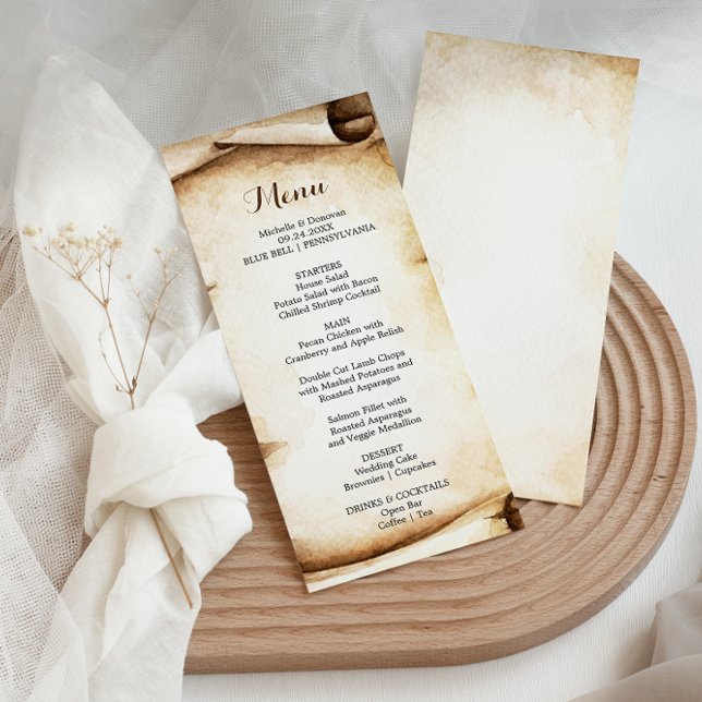 Paper Scroll Rustic Country Dinner Menu Card (Creator Uploaded)