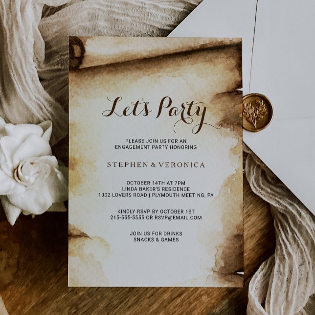 Paper Scroll Rustic Country Let's Party Invitation (Creator Uploaded)