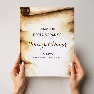 Paper Scroll Rustic Rehearsal dinner Welcome Poster