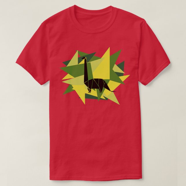 Paper Shards Origami Brontosaurus  T-Shirt (Design Front)