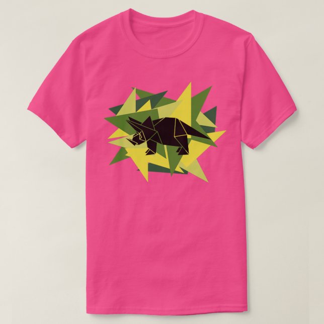 Paper Shards Origami Triceratops  T-Shirt (Design Front)