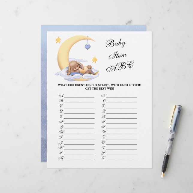 Paper Sheet Baby shower game (Front/Back In Situ)