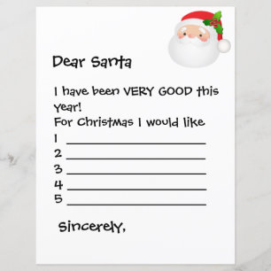 Paper Sheet - Dear Santa I Would Like...