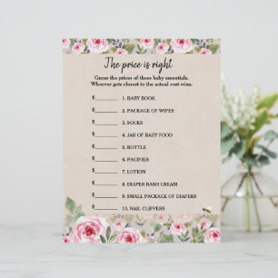 Paper Sheet  game The price is right 