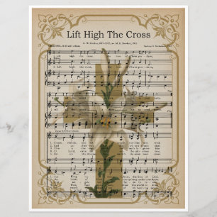 Paper Sheet Music Art-Lift High the Cross