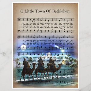 Paper Sheet Music Art-O Little Town Of Bethlehem