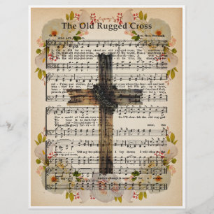 Paper Sheet Music Art-The Old Rugged Cross