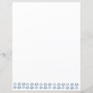 Paper Sheets - Blue & Grey Elephants