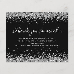 PAPER   Silver Glitter Christmas Black Thank You