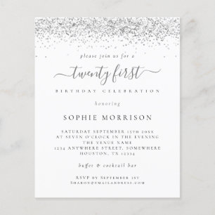 PAPER Silver Glitter Twenty First Party Invite