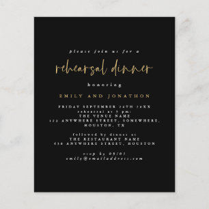 PAPER   Simple Black Gold Rehearsal Dinner Invite