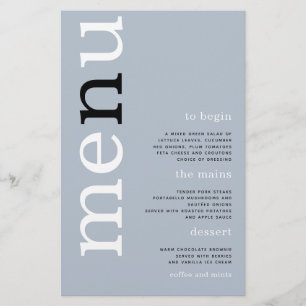 PAPER Simple Dusty Blue Typography Wedding Menu