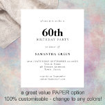 PAPER Simple Text Any Colour 60th Birthday Invite<br><div class="desc">PAPER Simple Text Black and White or Any Colour 60th Birthday Invitation. A fully customisable,  value for money PAPER,  not card,  smaller 4.5 x 5.6 inch alternative supplied WITHOUT envelopes (A6 are the closest size to fit).</div>