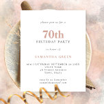 PAPER Simple Text Blush 70th Birthday Invitation<br><div class="desc">PAPER Simple Text Blush 70th Birthday Invitation. A fully customisable,  value for money PAPER,  not card,  smaller 4.5 x 5.6 inch alternative supplied WITHOUT envelopes (A6 are the closest size to fit).</div>