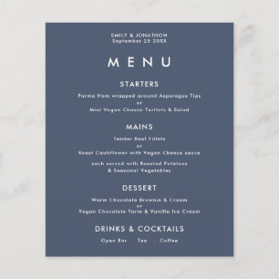 PAPER  Simple Text Dusty Navy Blue Wedding Menu